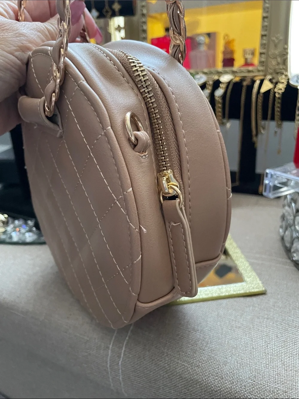 ✨Faux-Leather Quilted Crossbody Bag in Nude Pink✨NWT